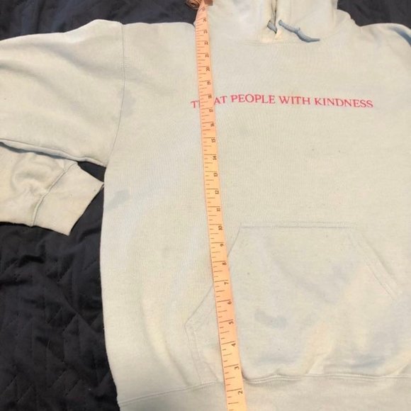 Harry Styles Treat People With Kindness Light Blue Hoodie with Pink Lettering - Picture 6 of 10
